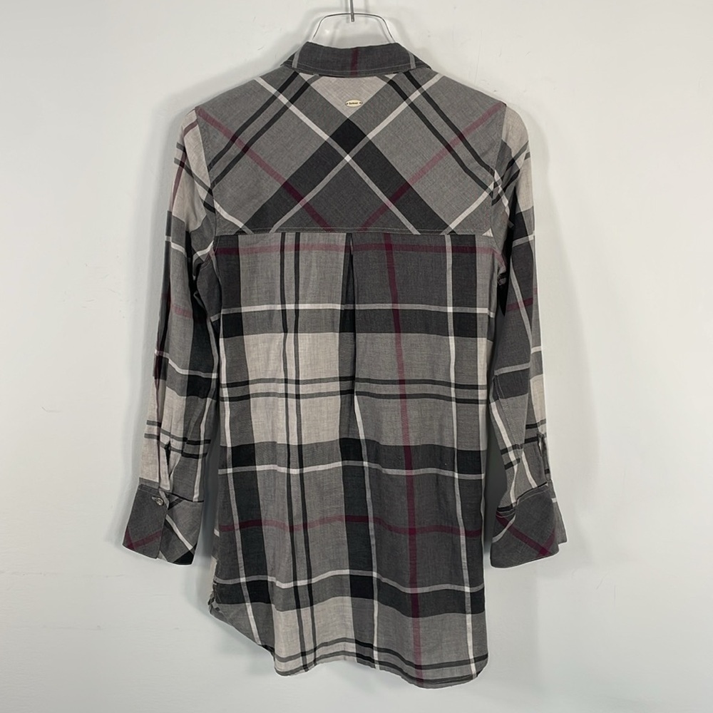 Barbour Glenn Winter Tartan Tunic Fit Button Front Shirt Sz 6 - Picture 14 of 14